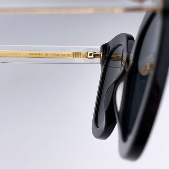 NEW Gucci Sunglasses GG0564SN 001 Cat Eye Crystal Gold Black Grey - Picture 10 of 13